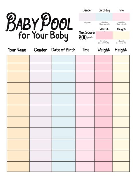 baby betting pool template|Free Baby Pool Template for Microsoft Word .